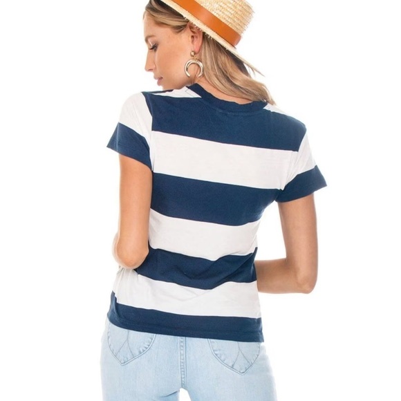 ROLLA's Navy Blue White Big Stripe Tee Shirt Size XL Crew Neck 100% Cotton NEW - Picture 2 of 12